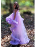 One Shoulder Lavender Tulle Ruffles High Low Flower Girl Dress